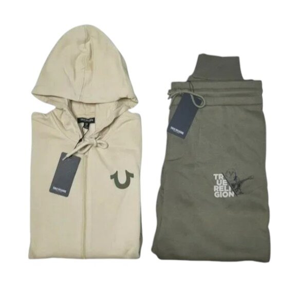 True Religion Men's Matching Sweatsuit Size M Fleece 2 PC Tracksuit Outfit NWT - Picture 5 of 8
